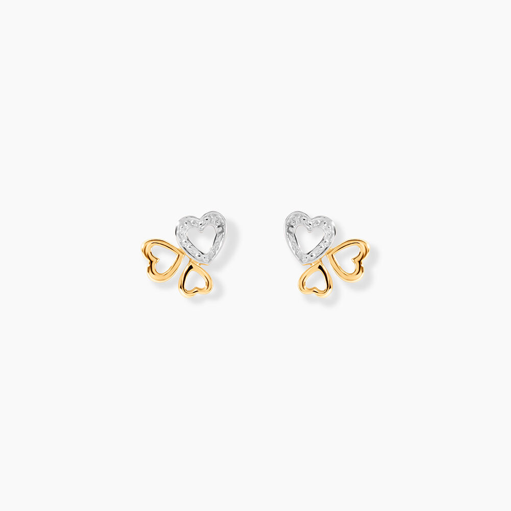 Boucles D'oreilles Puces Anne-maudae Triple Coeurs Or Bicolore - Puces Femme | Marc Orian