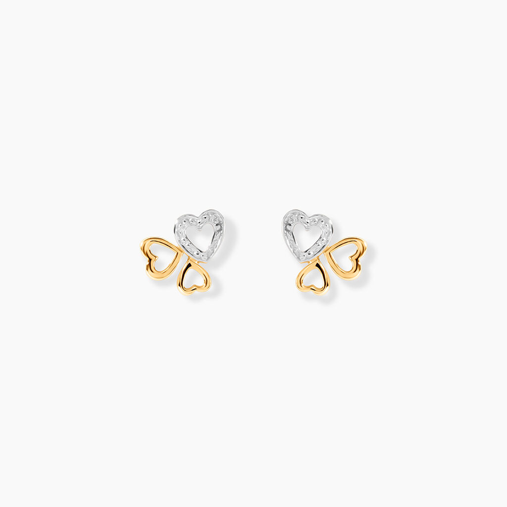Boucles D'oreilles Puces Anne-maudae Triple Coeurs Or Bicolore - Puces Femme | Marc Orian