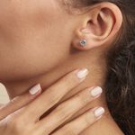 Boucles D'oreilles Puces Klodina Or Blanc Topaze - Puces Femme | Marc Orian