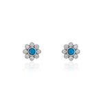 Boucles D'oreilles Puces Aurel Argent Blanc Turquoise Oxyde - Puces Femme | Marc Orian