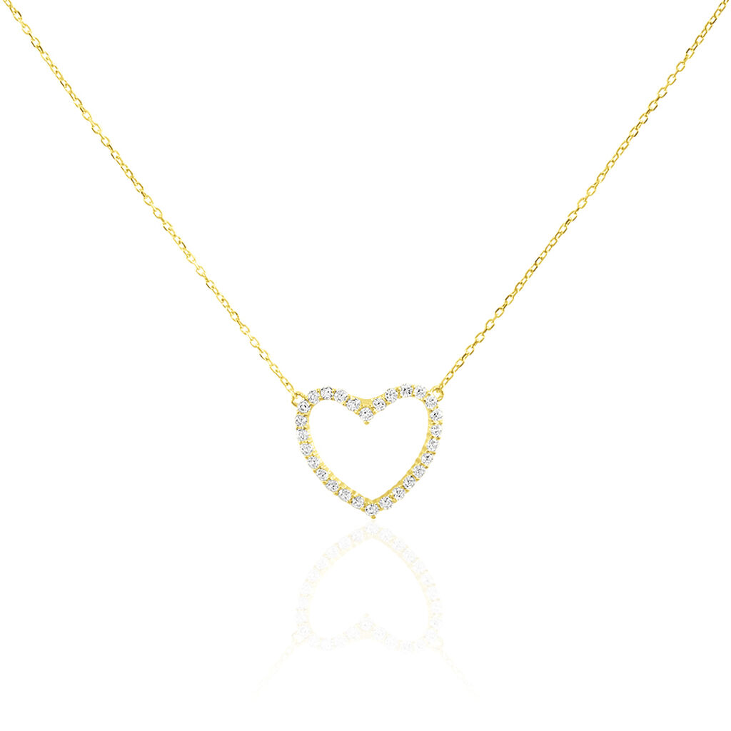 Collier Coeur Droit Or Jaune Oxyde De Zirconium - Colliers avec pierres Femme | Marc Orian