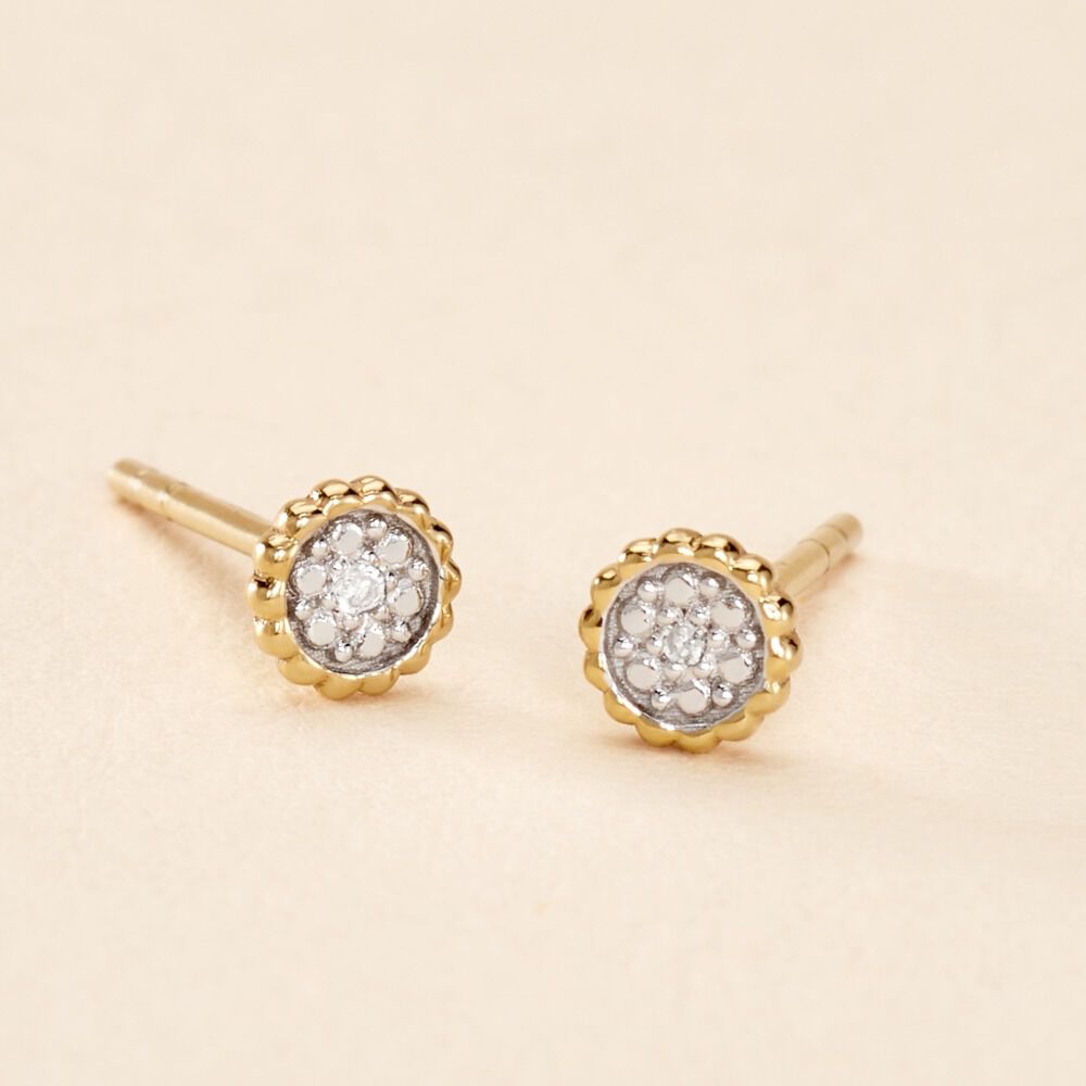 Boucles D'oreilles Puces Mon 1er Diamant Or Jaune Diamant -  Femme | Marc Orian