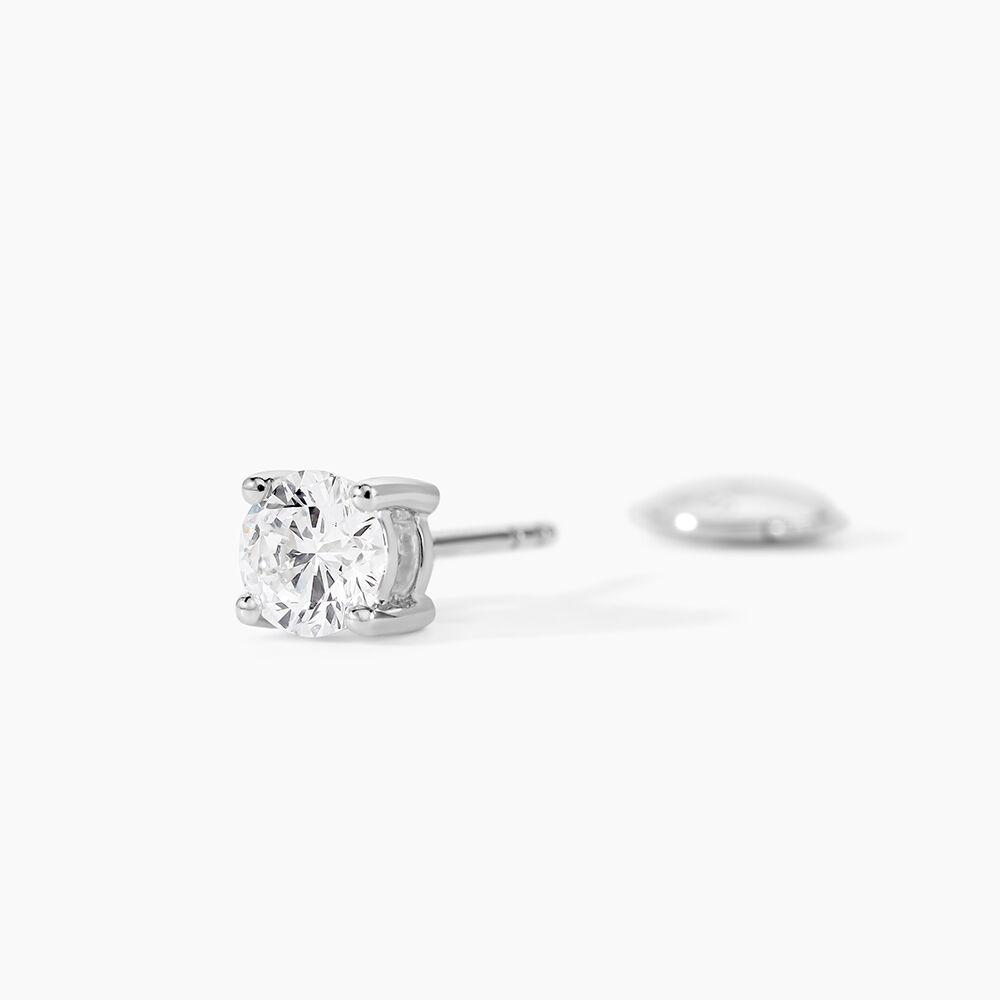 Boucles D'oreilles Puces 4 Griffes Or Blanc Diamant Synthetique - Boucles d'oreilles mariage Femme | Marc Orian