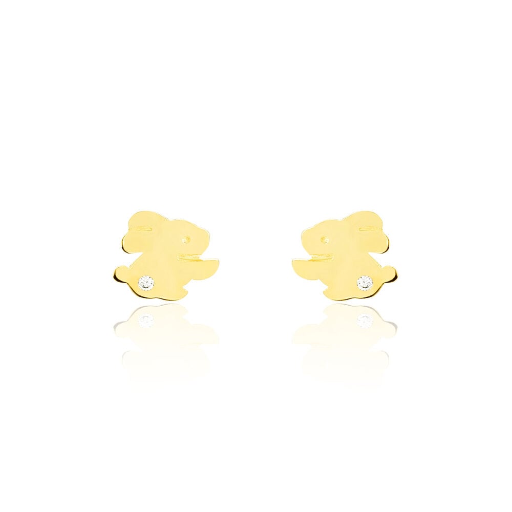 Boucles D'oreilles Puces Elioussa Lapin Or Jaune Oxyde De Zirconium - Puces Femme | Marc Orian
