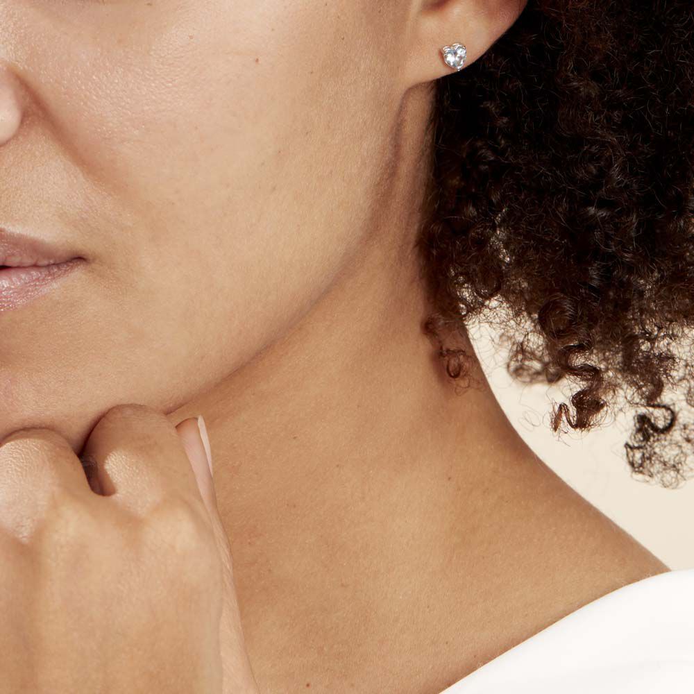 Boucles D'oreilles Puces Daria Serti Clos Or Blanc Oxyde De Zirconium - Puces Femme | Marc Orian