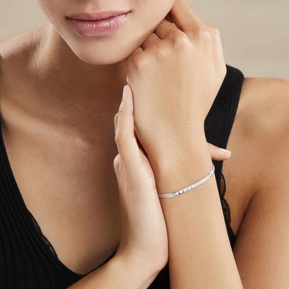 Bracelet Nuriaae Argent Blanc - Bracelets mailles Femme | Marc Orian