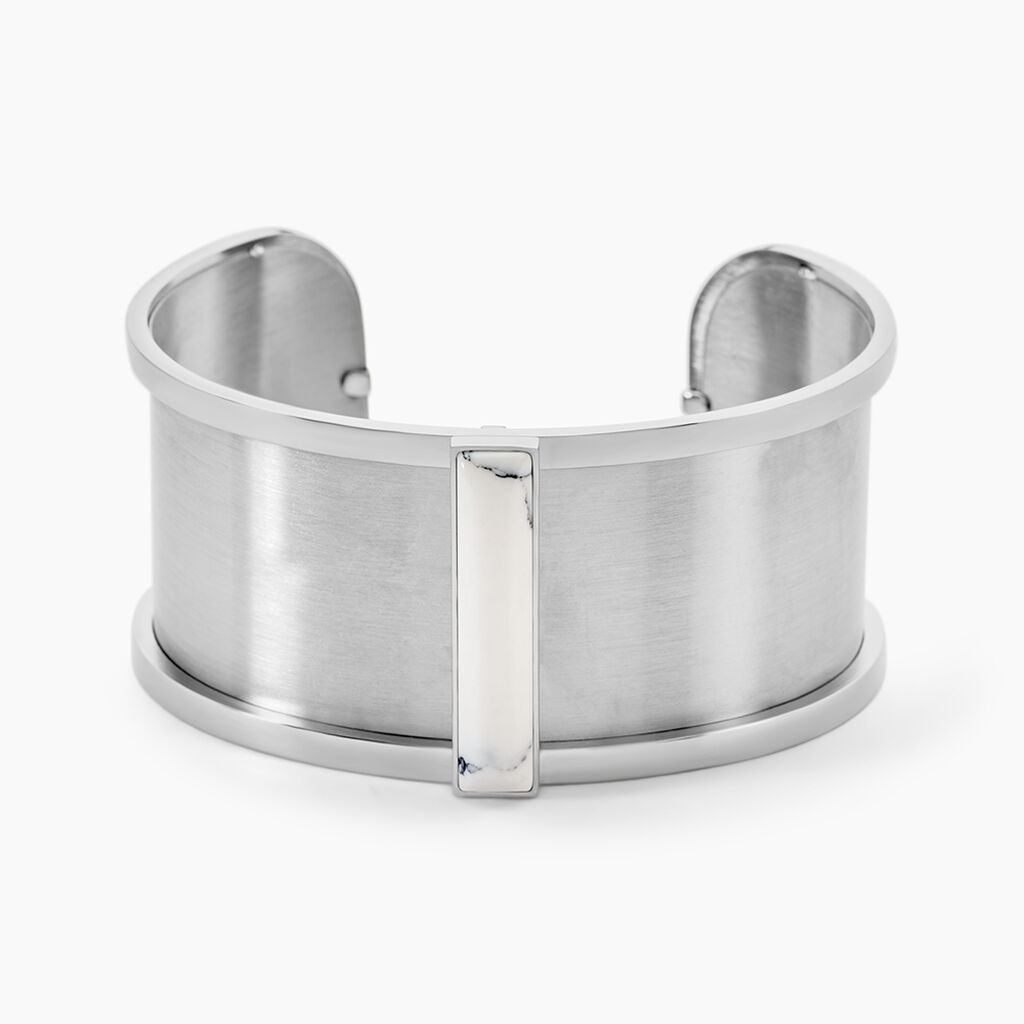 Bracelet Jonc Melvyna Acier Blanc Pierre De Synthese - Bracelets joncs Femme | Marc Orian