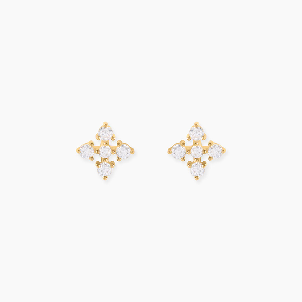 Boucles D'Oreilles Puces Katashi Or Jaune Oxyde De Zirconium - Puces Femme | Marc Orian