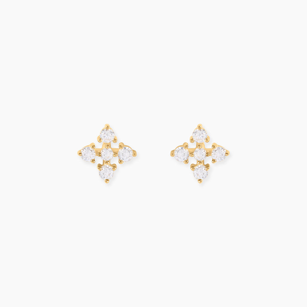 Boucles D'Oreilles Puces Katashi Or Jaune Oxyde De Zirconium - Puces Femme | Marc Orian