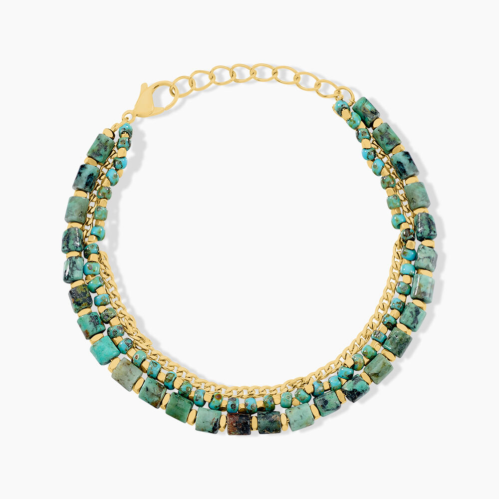 Bracelet Acier Doré Jaspe Africain - Bracelets chaînes Femme | Marc Orian