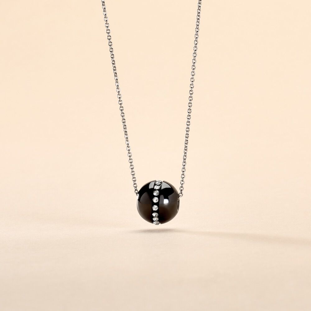 Collier Nina Cera Argent Blanc Strass Et Céramique - Colliers avec pierres Femme | Marc Orian