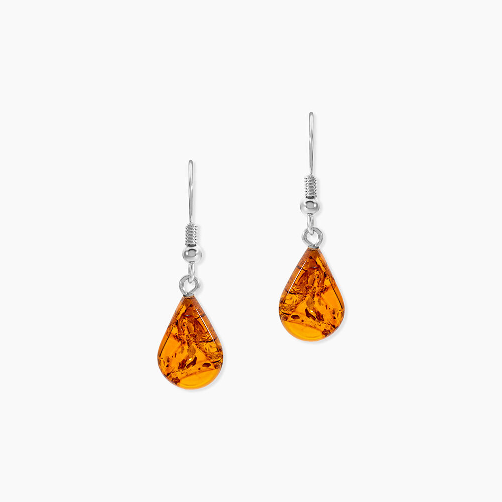 Boucles D'oreilles Pendantes Argent Blanc Mareme Ambre - Pendantes Femme | Marc Orian