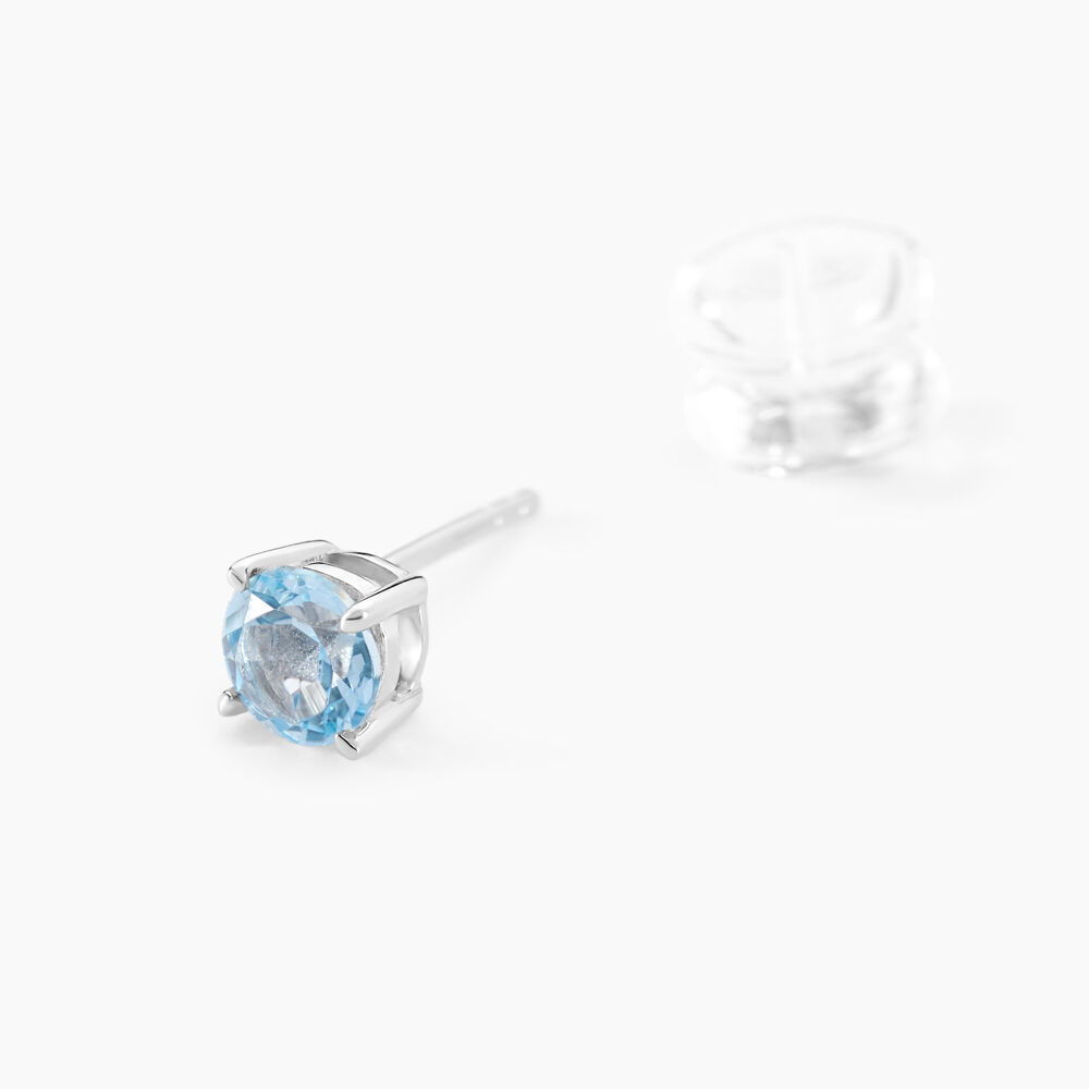 Boucles D'oreilles Puces Elea Or Blanc Topaze Bleu Sky - Puces Femme | Marc Orian