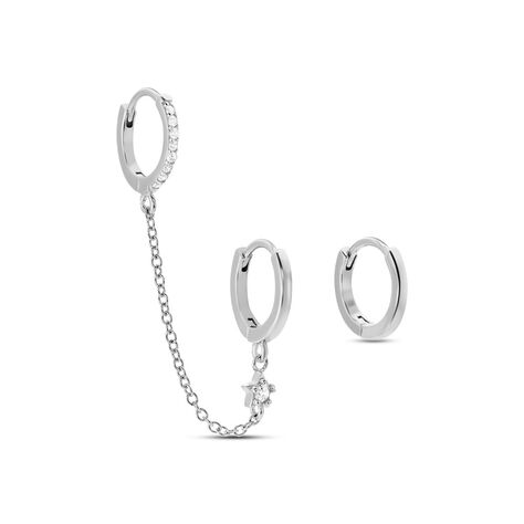 Créoles Dépareillées Suri Argent Blanc Oxyde De Zirconium - Boucles d'oreilles Femme | Marc Orian