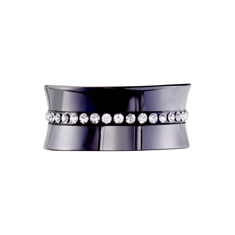 Bague Ceramik Design Argent Blanc C&eacute;ramique Et Strass - Bijoux fantaisie Femme | Marc Orian