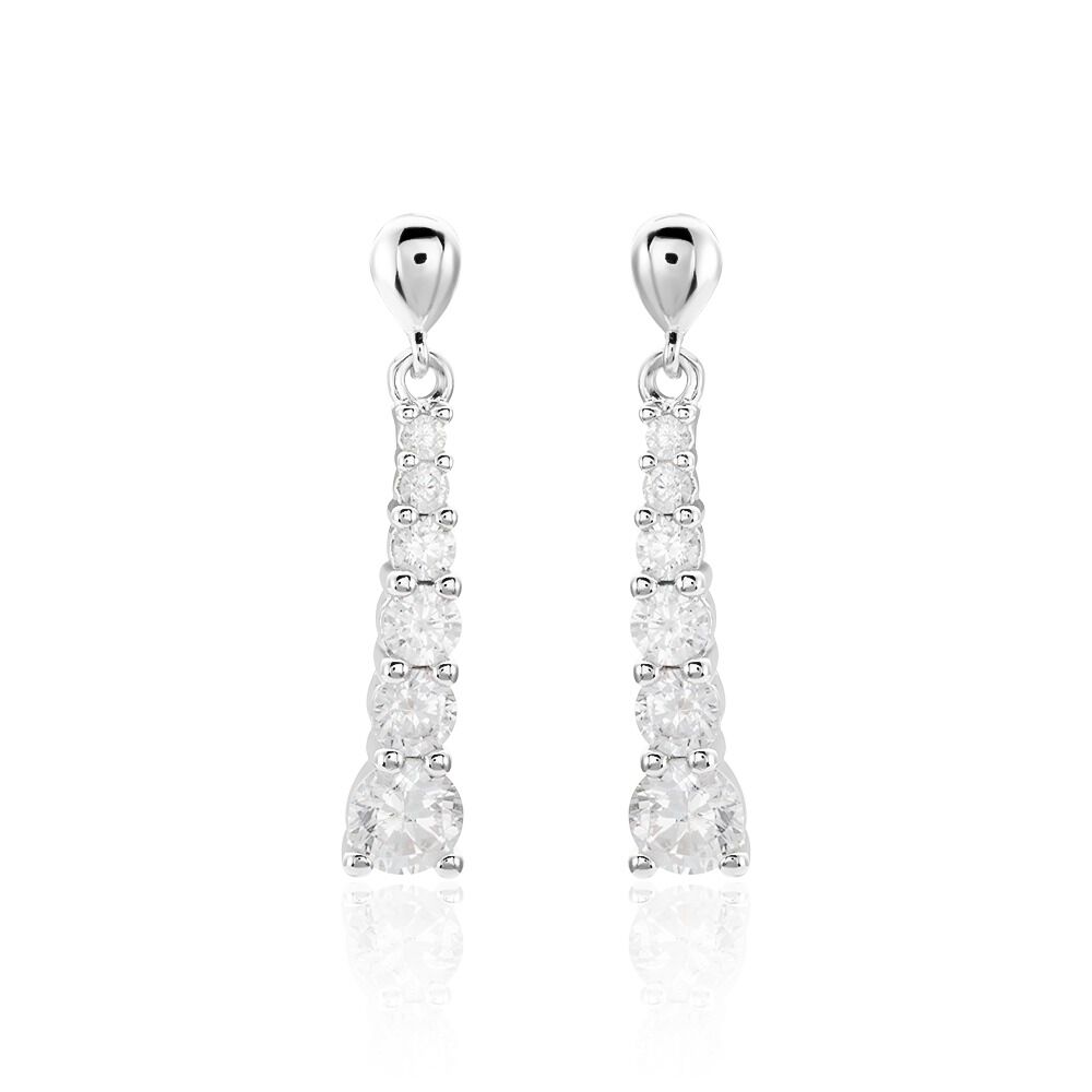 Boucles D'oreilles Pendantes Dervla Argent Rhodi&eacute; Oxyde De Zirconium - Pendantes Femme | Marc Orian