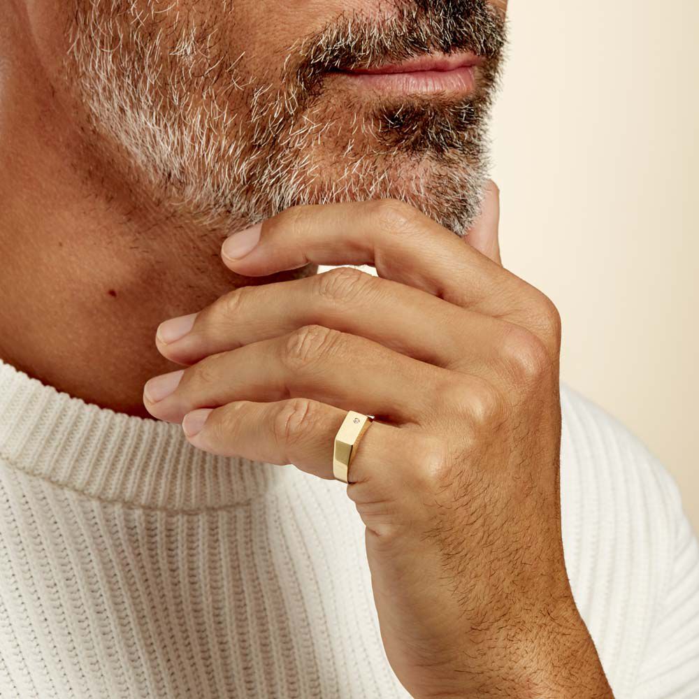 Chevalière Leyton Rectangle Or Jaune Oxyde De Zirconium - Chevalières Homme | Marc Orian
