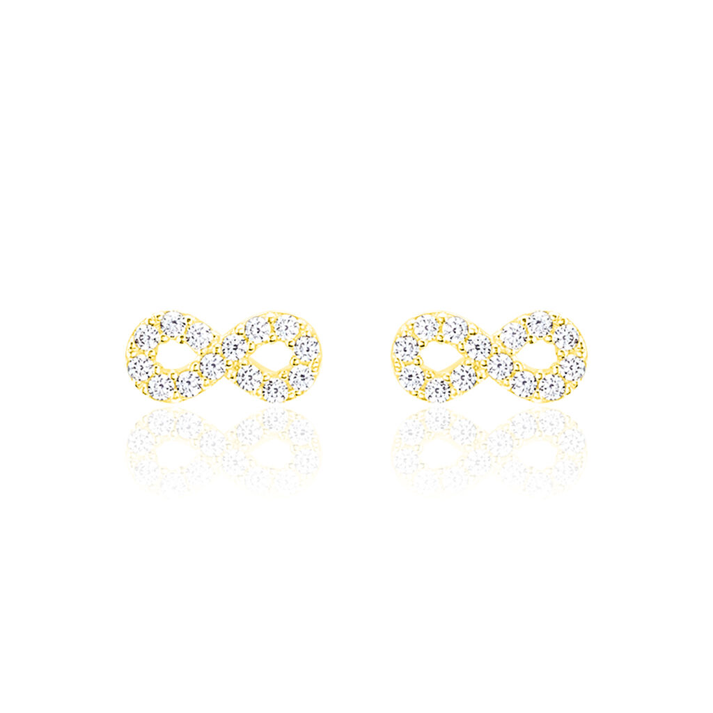 Boucles D'oreilles Puces Fannelle Infini Or Jaune Oxyde De Zirconium - Puces Femme | Marc Orian