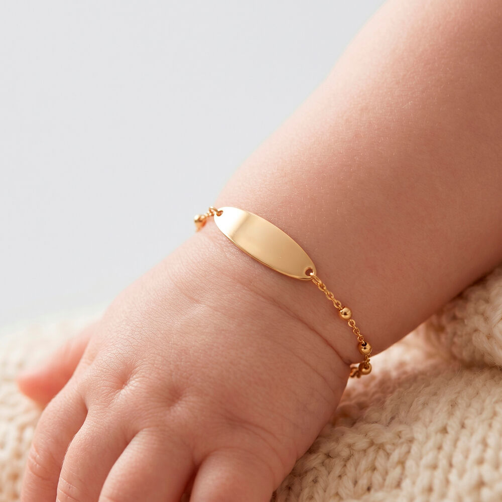 Bracelet Identit&eacute; Evelina Maille Boule Or Jaune - Gourmettes Enfant | Marc Orian
