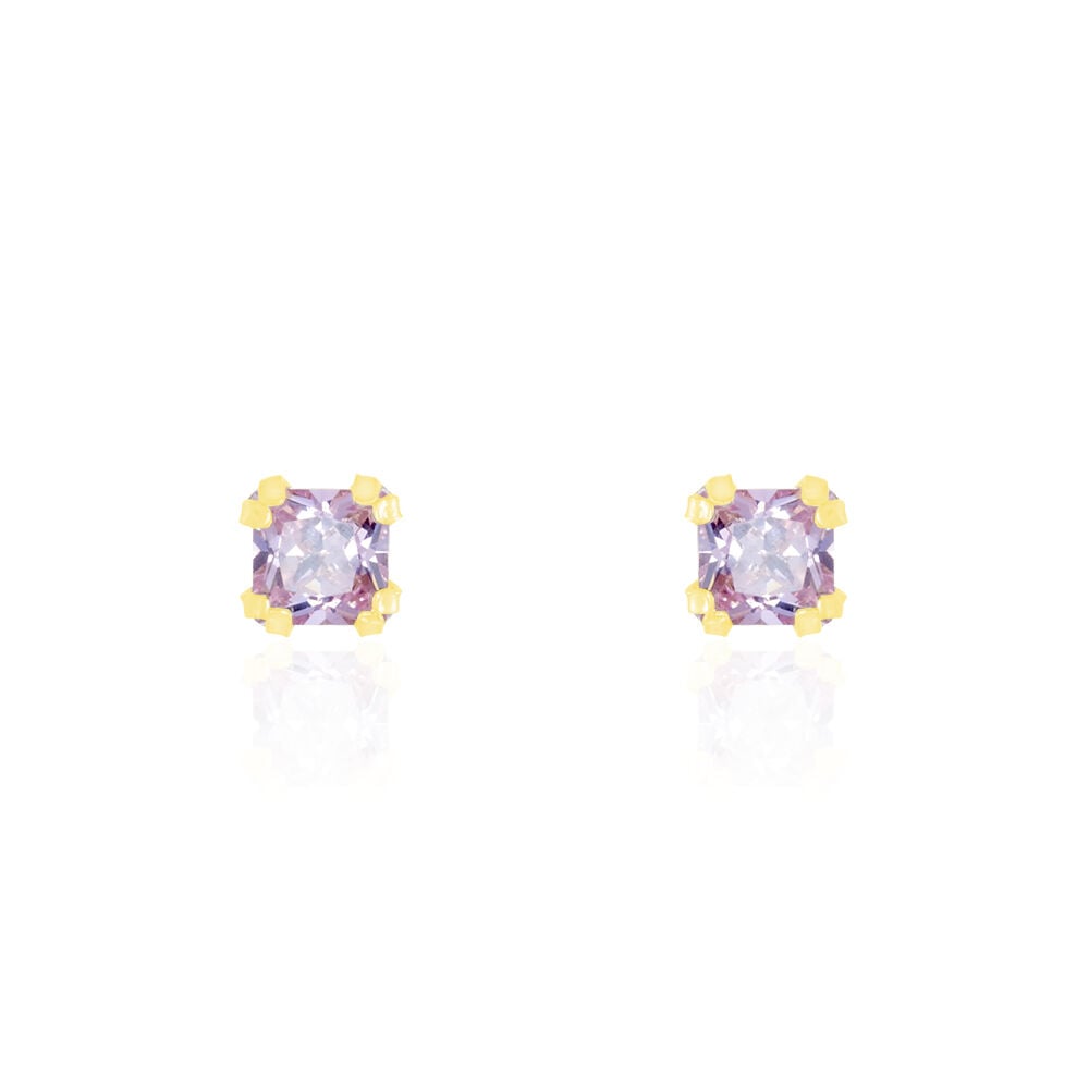 Boucles D'oreilles Puces Doreen Carre Or Jaune Oxyde De Zirconium - Puces Famille | Marc Orian