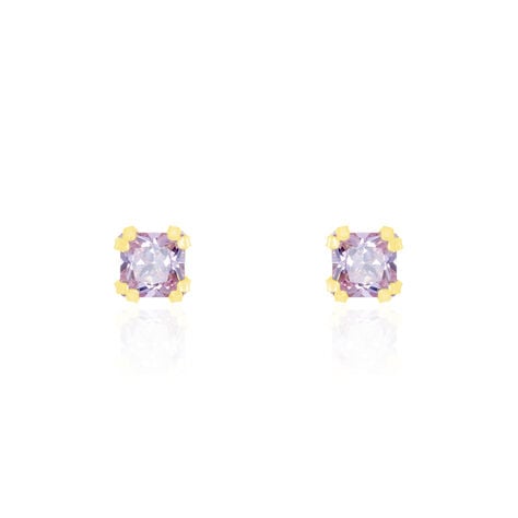 Boucles D'oreilles Puces Doreen Carre Or Jaune Oxyde De Zirconium - Puces Famille | Marc Orian