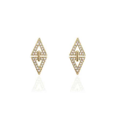 Boucles D'oreilles Izia Plaqué Or Jaune Oxydes De Zirconium - Puces Femme | Marc Orian