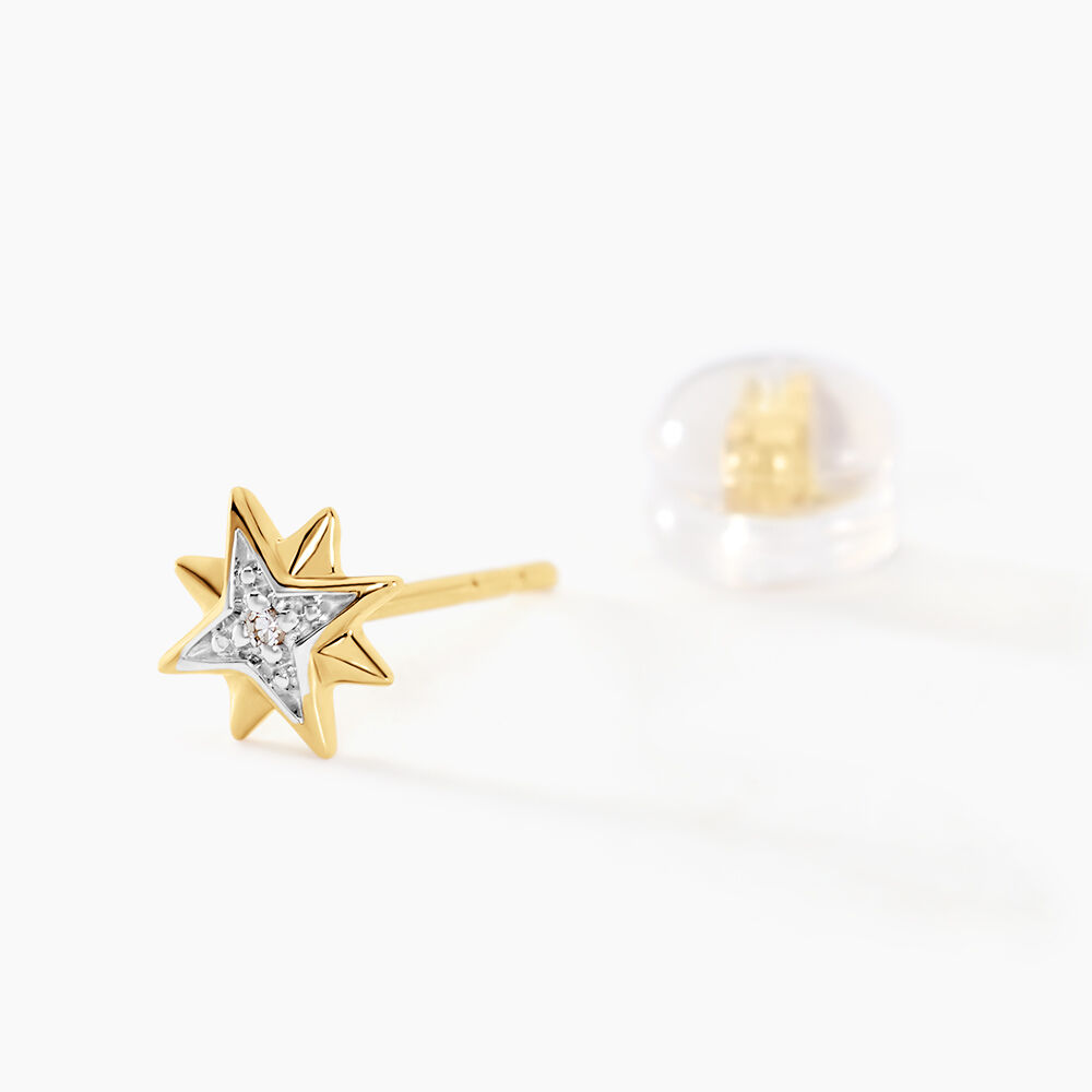 Boucles D'oreilles Puces Confucius Or Jaune Diamant - Puces Femme | Marc Orian