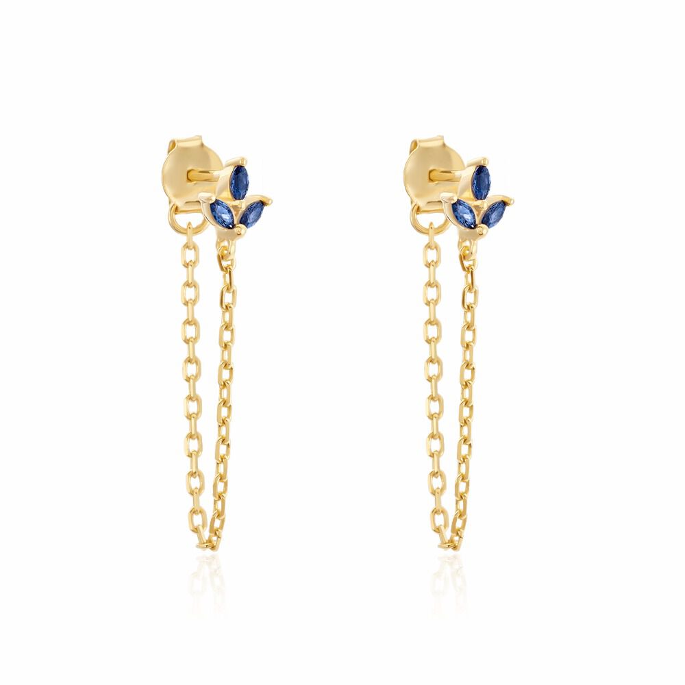 Boucles D'oreilles Pendantes Erma Plaqué Or Doré Oxyde De Zirconium - Pendantes Femme | Marc Orian