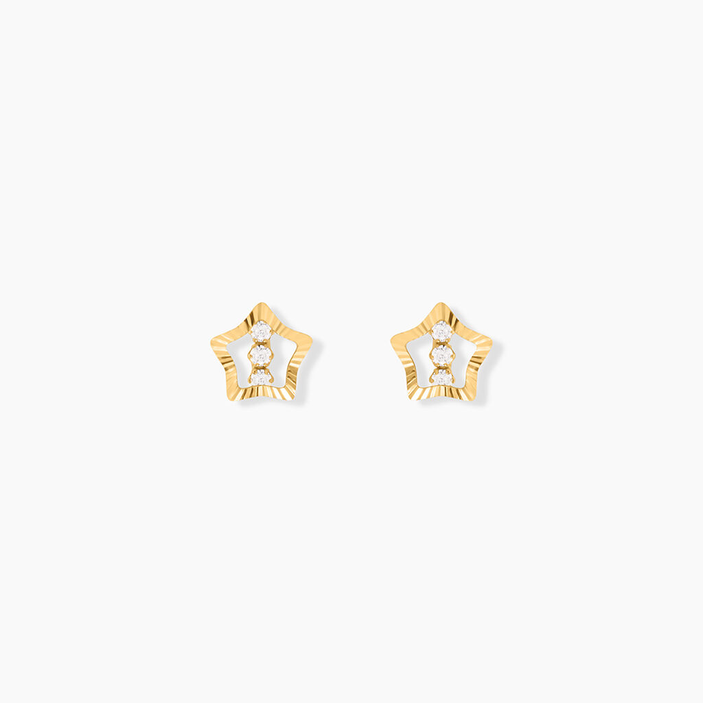 Boucles D'oreilles Puces Elais Etoile 5 Or Jaune Oxyde - Puces Femme | Marc Orian