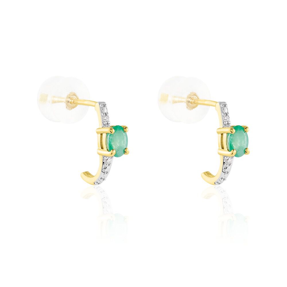 Demi Cr&eacute;oles Barrett Or Jaune Emeraude Diamant - Cr&eacute;oles Femme | Marc Orian