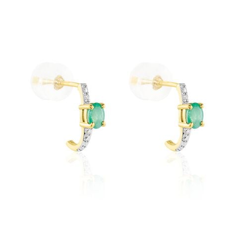 Demi Cr&eacute;oles Barrett Or Jaune Emeraude Diamant - Cr&eacute;oles Femme | Marc Orian