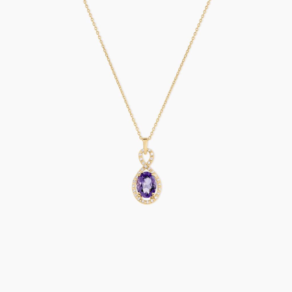 Collier Passion Or Jaune Amethyste Et Oxyde De Zirconium - Colliers avec pierres Femme | Marc Orian
