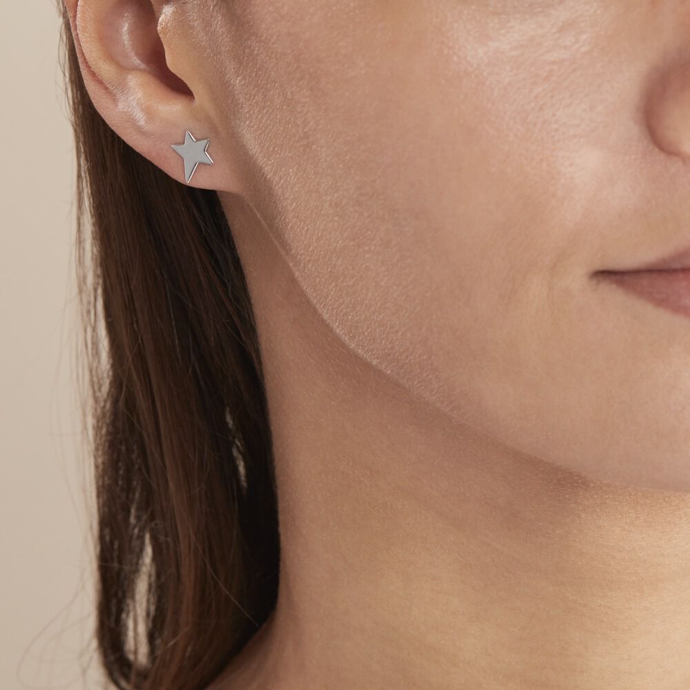 Boucles D'oreilles Puces Eloisa Argent Blanc - Puces Femme | Marc Orian