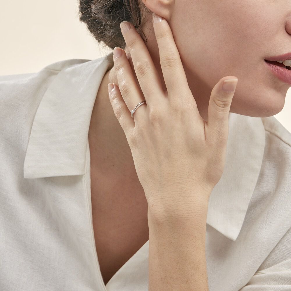 Bague Solitaire Asia Or Blanc Diamant - Parures de mariage Femme | Marc Orian