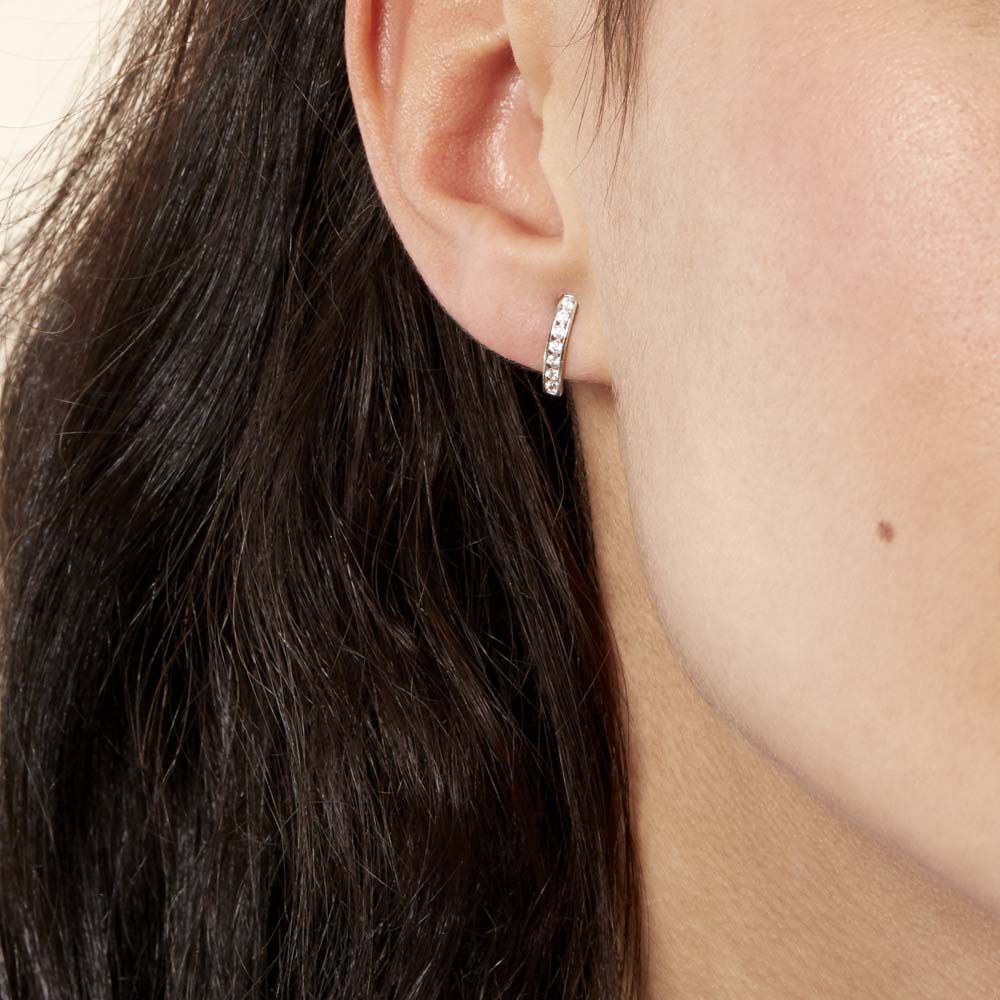 Créoles Jacoba Rondes Or Blanc Oxyde De Zirconium - Créoles Femme | Marc Orian