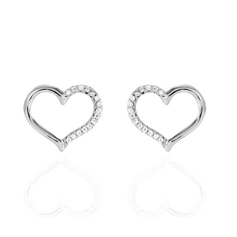 Boucles D'oreilles Puces Salona Argent Blanc Oxyde De Zirconium - Puces Femme | Marc Orian