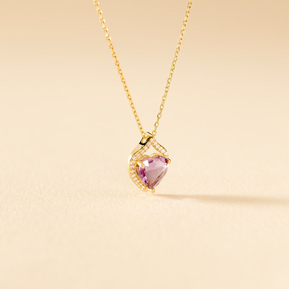 Collier Rosaline Or Jaune Amethyste Et Oxyde De Zirconium - Colliers avec pierres Femme | Marc Orian