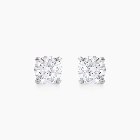 Boucles D'oreilles Puces Aphrodite Or Blanc Diamant - Puces Famille | Marc Orian
