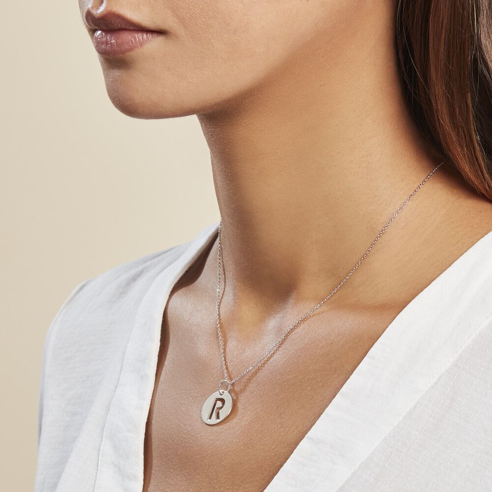 Pendentif Elio R Argent Blanc - Pendentifs Famille | Marc Orian
