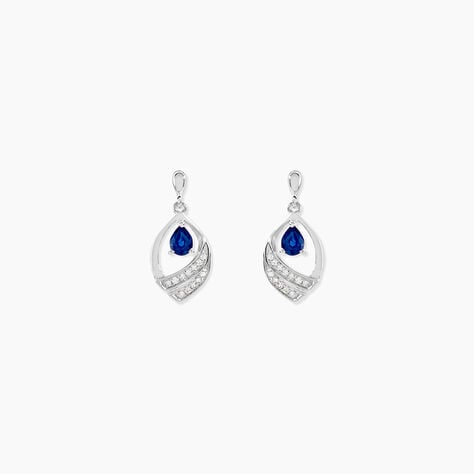 Boucles D'oreilles Puces Odila Or Blanc Saphir Et Diamant - Boucles d'oreilles mariage Femme | Marc Orian