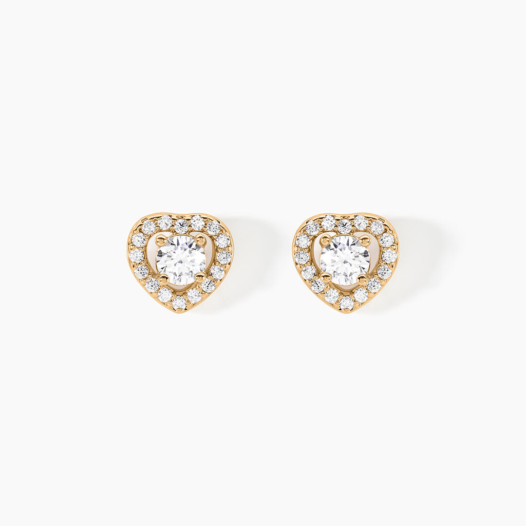 Boucles D'oreilles Puces Alais Plaqu&eacute; Or Jaune Oxyde De Zirconium - Puces Femme | Marc Orian