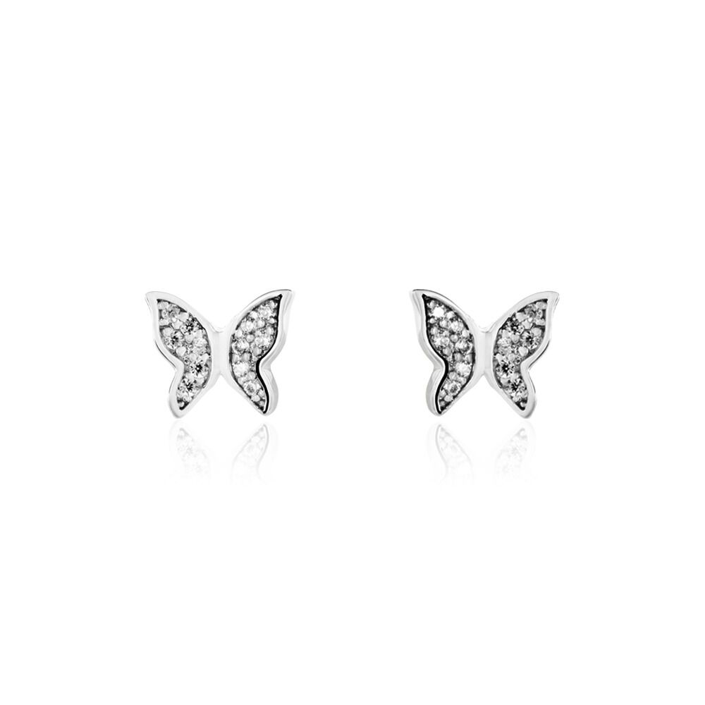 Boucles D'oreilles Puces Cadfan Argent Blanc Oxyde - Puces Femme | Marc Orian
