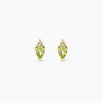 Boucles D'Oreilles Puces Poem Argent Jaune P&eacute;ridot Oxyde De Zirconium - Puces Femme | Marc Orian