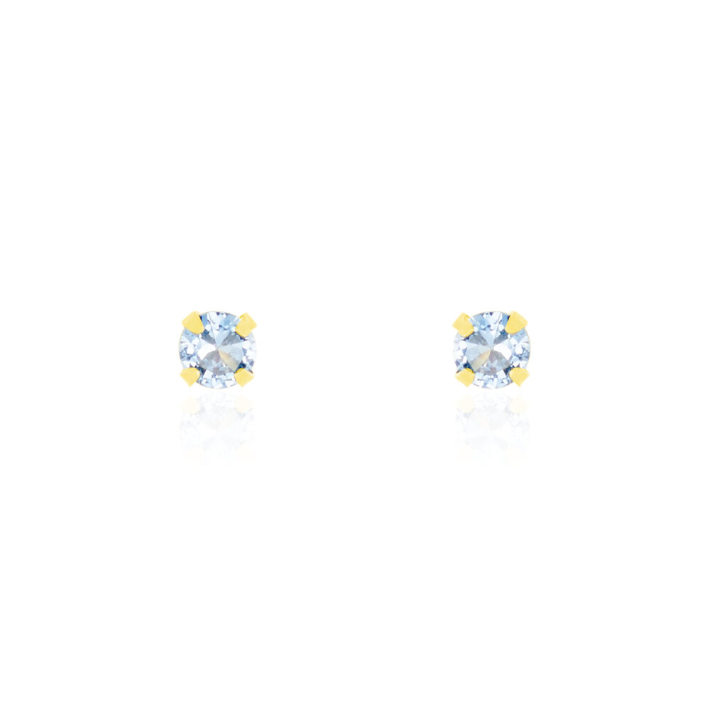 Boucles D'oreilles Puces Carin Serti Griffe 2 Or Jaune Oxyde - Puces Femme | Marc Orian