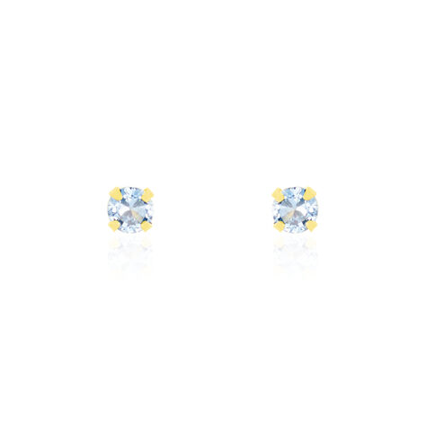 Boucles D'oreilles Puces Carin Serti Griffe 2 Or Jaune Oxyde - Puces Femme | Marc Orian