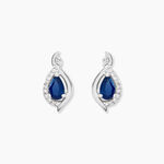 Boucles D'oreilles Puces Angelika Or Blanc Saphir Et Diamant - Puces Femme | Marc Orian
