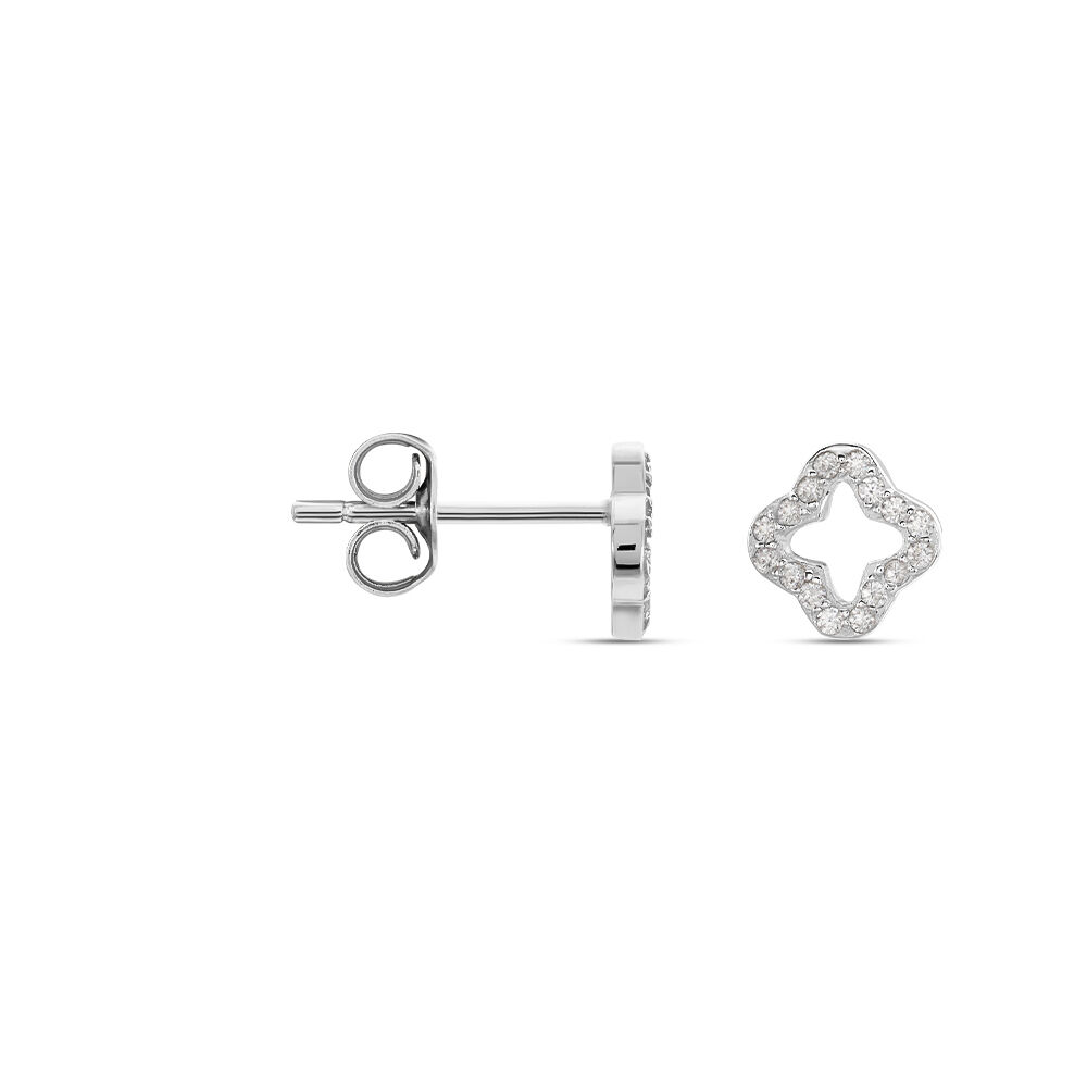 Boucles D'oreilles Puces Tully Argent Blanc Oxyde De Zirconium - Puces Femme | Marc Orian