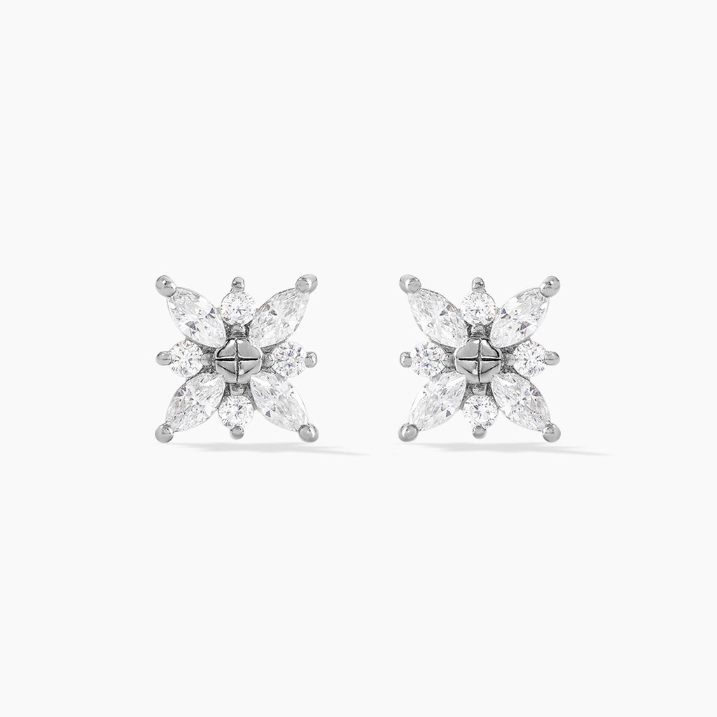 Boucles D'oreilles Puces Eclat Argent Blanc Oxyde De Zirconium - Puces Femme | Marc Orian