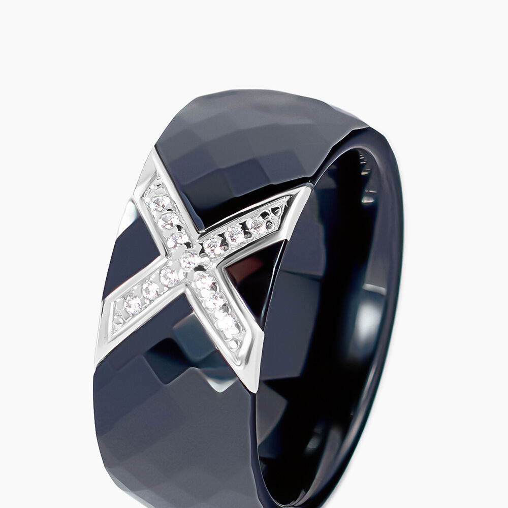 Bague Ceramique X Argent Blanc Oxyde De Zirconium Et C&eacute;ramique - Bagues avec pierre Femme | Marc Orian