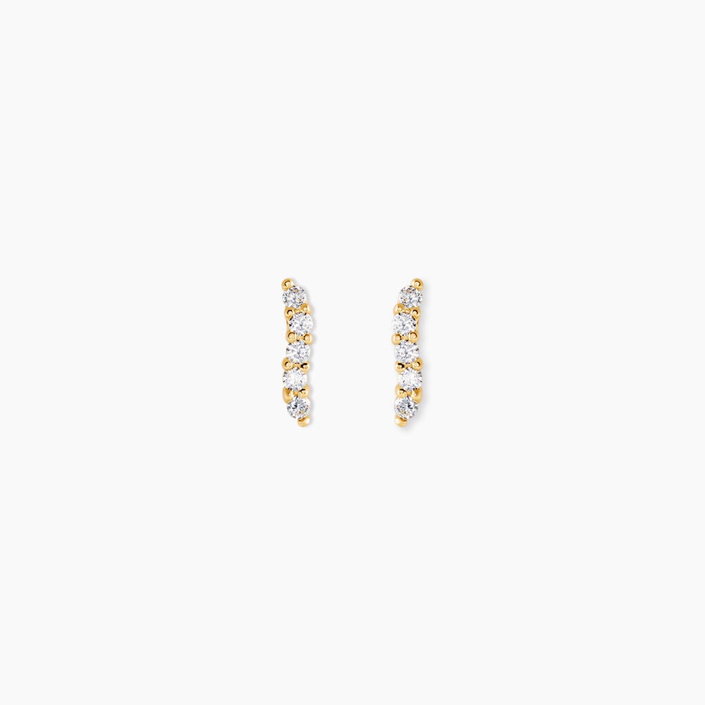 Boucles D'Oreilles Puces Dahina Argent Dor&eacute; A L'Or 750/1000 Oxyde De Zirconium - Puces Femme | Marc Orian